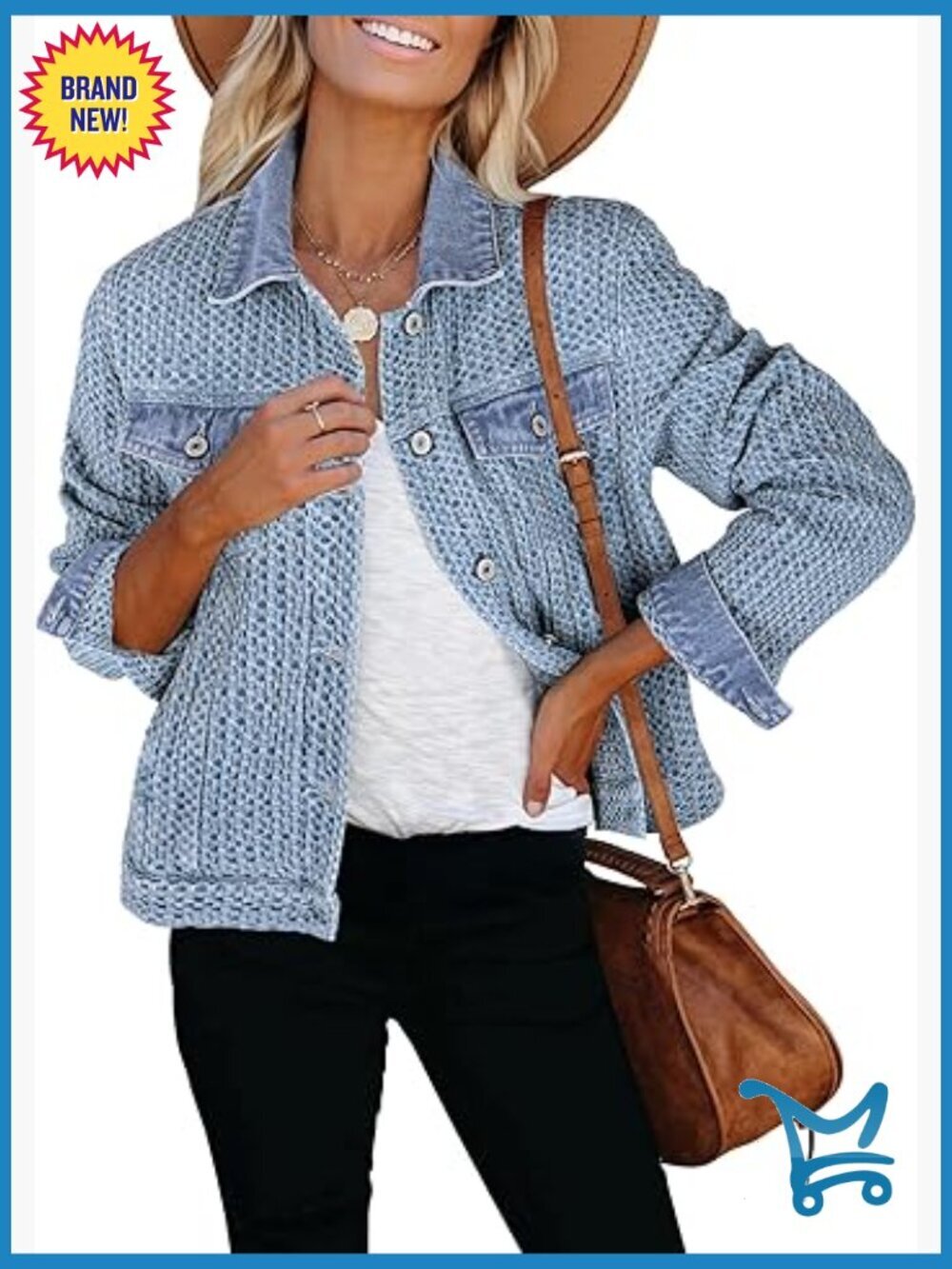 Trendy Texture Distressed Button Down Denim Jacket with Pockets